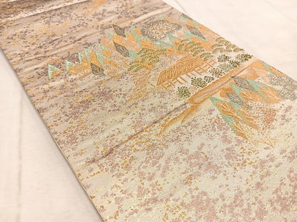 平和屋着物◎六通柄袋帯　都乃夢　金糸　正絹　逸品　BAAV4580yc