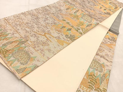 平和屋着物◎六通柄袋帯　都乃夢　金糸　正絹　逸品　BAAV4580yc
