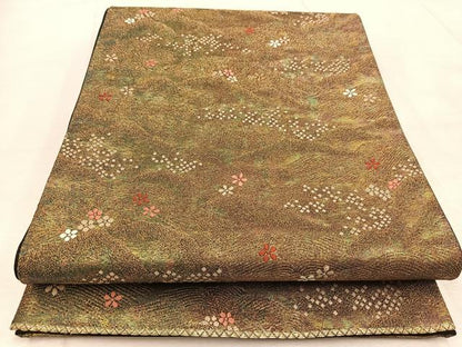 平和屋着物◎六通柄袋帯 唐織 花流水 金糸 引箔 正絹 逸品 BAAV4585yc