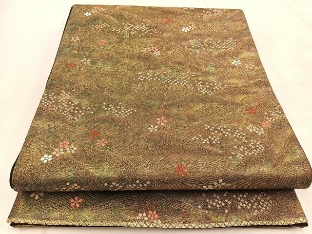 平和屋着物◎六通柄袋帯 唐織 花流水 金糸 引箔 正絹 逸品 BAAV4585yc