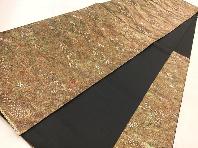 平和屋着物◎六通柄袋帯 唐織 花流水 金糸 引箔 正絹 逸品 BAAV4585yc
