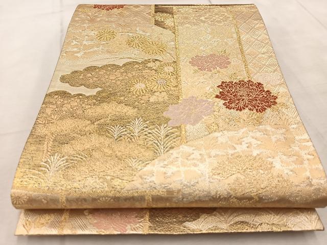 平和屋着物◎六通柄袋帯　唐織　九百佐賀錦　蒔絵　金銀糸　正絹　逸品　BAAV4587yc