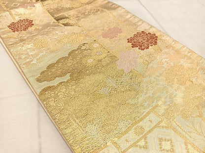 平和屋着物◎六通柄袋帯　唐織　九百佐賀錦　蒔絵　金銀糸　正絹　逸品　BAAV4587yc