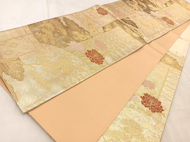 平和屋着物◎六通柄袋帯　唐織　九百佐賀錦　蒔絵　金銀糸　正絹　逸品　BAAV4587yc