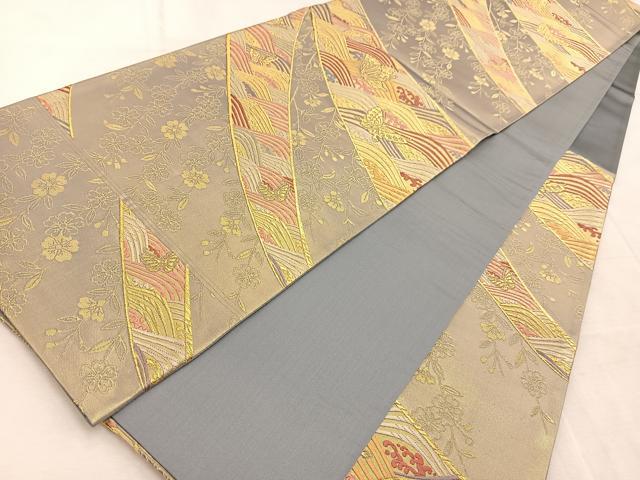 平和屋着物◎六通柄袋帯　唐織　能衣裳小袖　金糸　正絹　逸品　BAAV4597yc