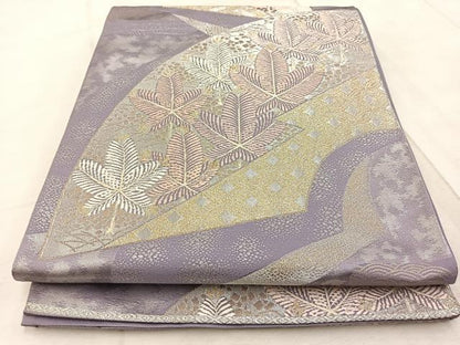 平和屋着物◎六通柄袋帯　唐織　地紙草木文　金銀糸　正絹　逸品　BAAV4598yc