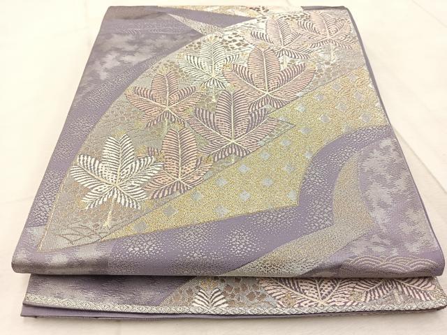 平和屋着物◎六通柄袋帯　唐織　地紙草木文　金銀糸　正絹　逸品　BAAV4598yc