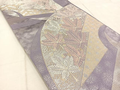 平和屋着物◎六通柄袋帯　唐織　地紙草木文　金銀糸　正絹　逸品　BAAV4598yc