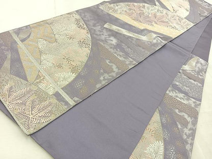 平和屋着物◎六通柄袋帯　唐織　地紙草木文　金銀糸　正絹　逸品　BAAV4598yc