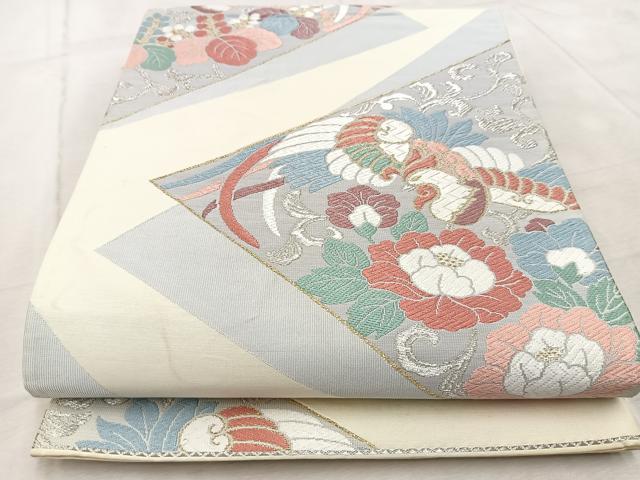 平和屋着物◎六通柄袋帯　唐織　天平鳳凰文　金銀糸　正絹　逸品　BAAV4623yc