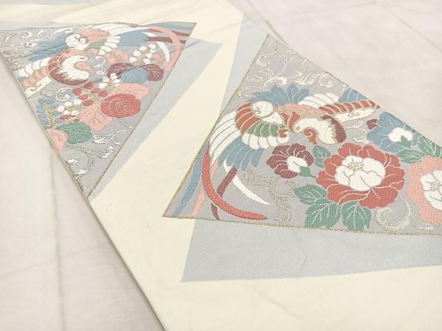 平和屋着物◎六通柄袋帯　唐織　天平鳳凰文　金銀糸　正絹　逸品　BAAV4623yc