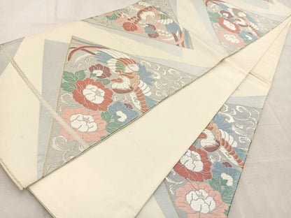 平和屋着物◎六通柄袋帯　唐織　天平鳳凰文　金銀糸　正絹　逸品　BAAV4623yc