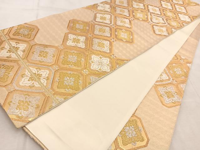 平和屋着物◎六通柄袋帯　唐織　蜀江花菱文　金銀糸　正絹　逸品　BAAV4657yc