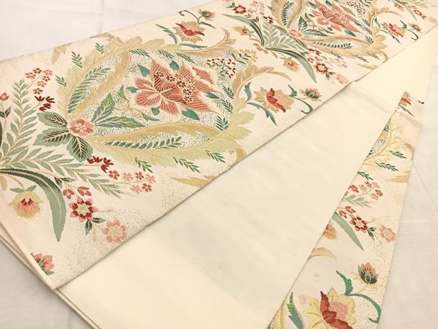 平和屋着物◎六通柄袋帯　唐織　宝相華　金糸　正絹　逸品　BAAV4663yc