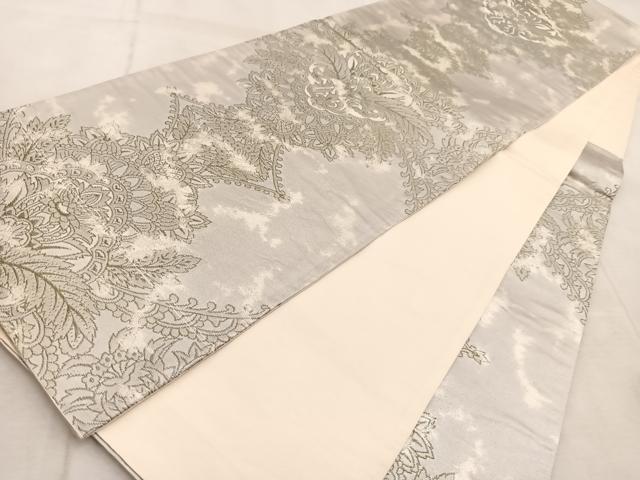 平和屋着物◎六通柄袋帯　宝相華　銀糸　引箔　正絹　逸品　BAAV4665yc