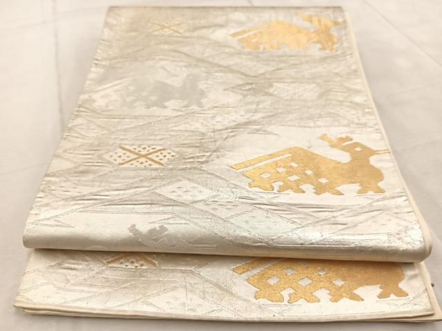 平和屋着物◎六通柄袋帯　有栖川文　金銀糸　正絹　逸品　BAAV4668yc