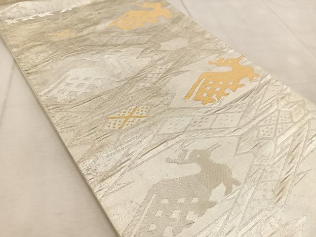平和屋着物◎六通柄袋帯　有栖川文　金銀糸　正絹　逸品　BAAV4668yc