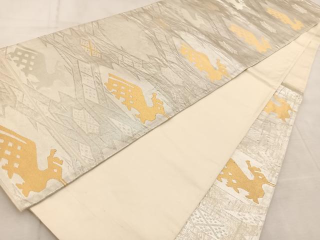 平和屋着物◎六通柄袋帯　有栖川文　金銀糸　正絹　逸品　BAAV4668yc