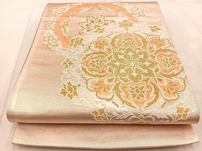 平和屋着物◎六通柄袋帯　正倉院花鳥文　金糸　正絹　逸品　BAAV4681yc