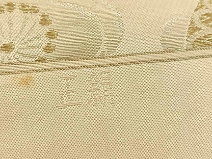 平和屋着物◎六通柄袋帯　こま錦　枝梅文　金糸　正絹　逸品　BAAV4692yc