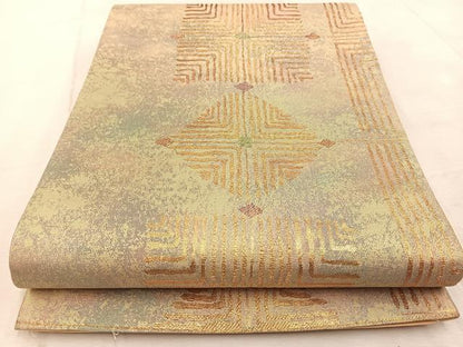 平和屋着物◎六通柄袋帯　恒虹　幾何学文様　金糸　引箔　正絹　逸品　BAAV4716yc