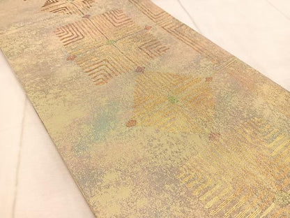 平和屋着物◎六通柄袋帯　恒虹　幾何学文様　金糸　引箔　正絹　逸品　BAAV4716yc