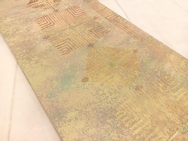 平和屋着物◎六通柄袋帯　恒虹　幾何学文様　金糸　引箔　正絹　逸品　BAAV4716yc