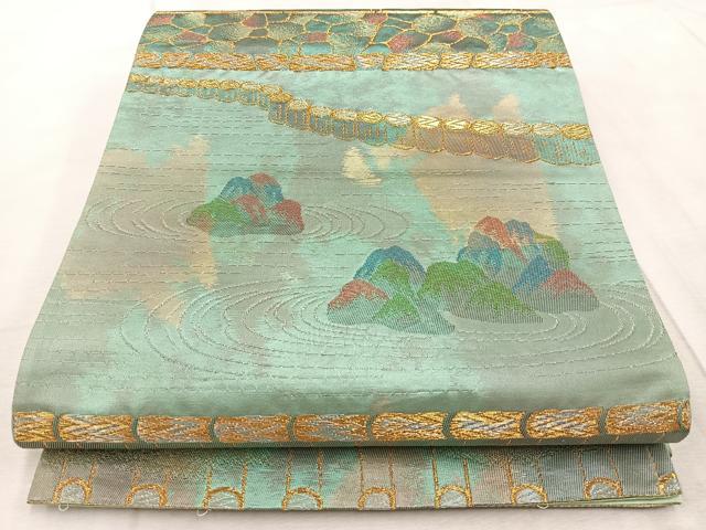 平和屋着物◎六通柄袋帯　枯山水　金銀糸　引箔　正絹　逸品　BAAV4722yc