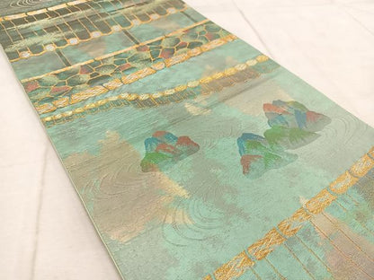 平和屋着物◎六通柄袋帯　枯山水　金銀糸　引箔　正絹　逸品　BAAV4722yc