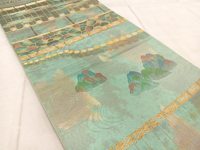 平和屋着物◎六通柄袋帯　枯山水　金銀糸　引箔　正絹　逸品　BAAV4722yc
