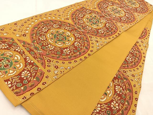 平和屋着物◎六通柄 本袋帯 青々苑 正倉院花文 金糸 袋帯 正絹 逸品 BAAV4726yc