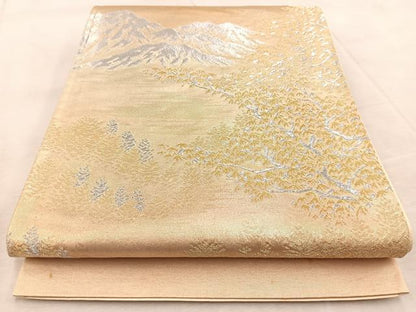 平和屋着物◎西陣 六通柄袋帯 遠山風景文 金銀糸 証紙付き 正絹 逸品 未使用 BAAV4743yc