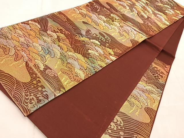 平和屋着物◎六通柄袋帯　浜松文　金銀糸　正絹　逸品　BAAV4745yc