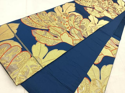 平和屋着物◎六通柄袋帯　鳳凰草花文　金糸　正絹　逸品　BAAV4746yc