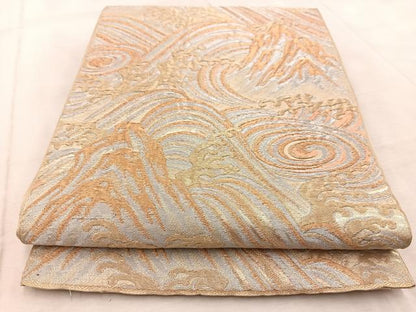 平和屋着物◎六通柄 京袋帯 本袋帯立波風景文 金銀糸 正絹 逸品 BAAV4747yc