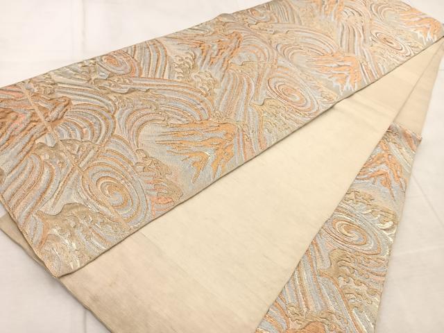 平和屋着物◎六通柄 京袋帯 本袋帯立波風景文 金銀糸 正絹 逸品 BAAV4747yc