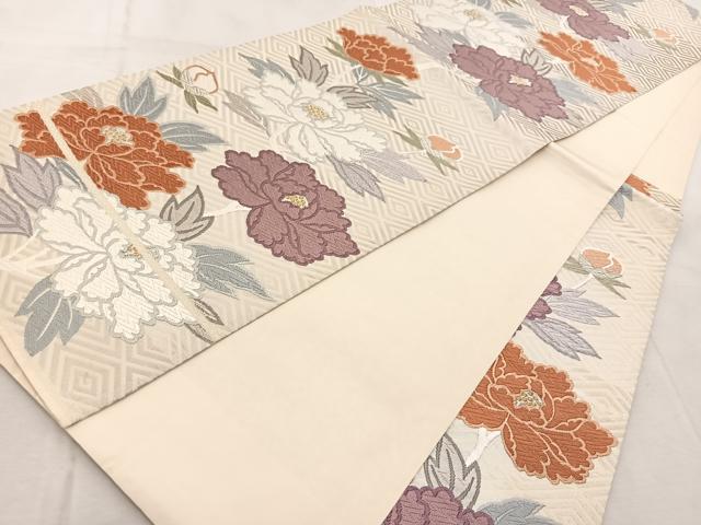 平和屋着物◎六通柄袋帯　唐織　牡丹　金銀糸　正絹　逸品　BAAV4790yc