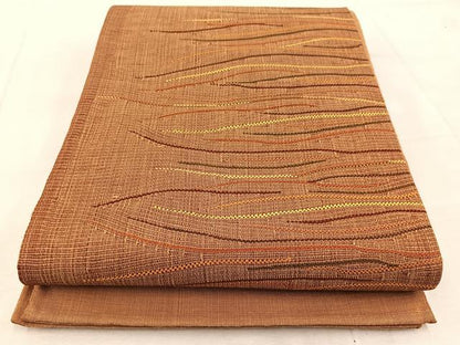 平和屋着物◎太鼓柄袋帯　紬地　横段文　正絹　逸品　BAAV4804yc