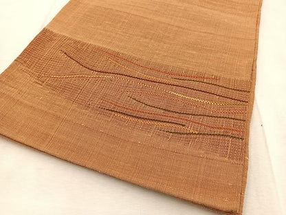 平和屋着物◎太鼓柄袋帯　紬地　横段文　正絹　逸品　BAAV4804yc