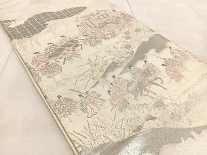 平和屋着物◎太鼓柄袋帯　唐織　葵祭図　プラチナ箔　正絹　逸品　BAAV4810yc