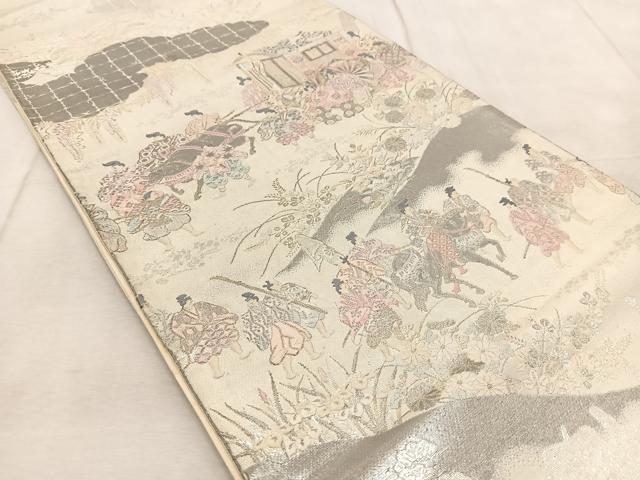 平和屋着物◎太鼓柄袋帯　唐織　葵祭図　プラチナ箔　正絹　逸品　BAAV4810yc