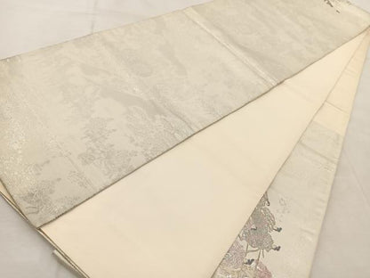 平和屋着物◎太鼓柄袋帯　唐織　葵祭図　プラチナ箔　正絹　逸品　BAAV4810yc