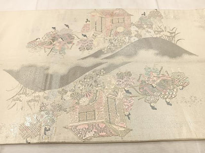 平和屋着物◎太鼓柄袋帯　唐織　葵祭図　プラチナ箔　正絹　逸品　BAAV4810yc