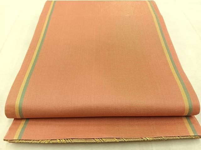 平和屋着物◎両面　六通柄袋帯　檜垣文　金糸　正絹　逸品　BAAV4819yc