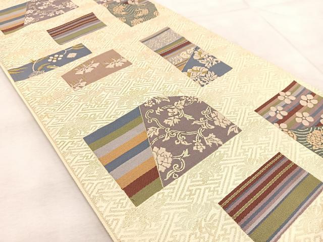 平和屋着物◎六通柄袋帯　唐織　名物裂　金糸　正絹　逸品　BAAV4822yc