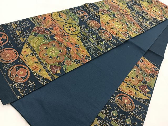 平和屋着物◎六通柄袋帯　切嵌葡萄花文　金糸　正絹　逸品　BAAV4828yc