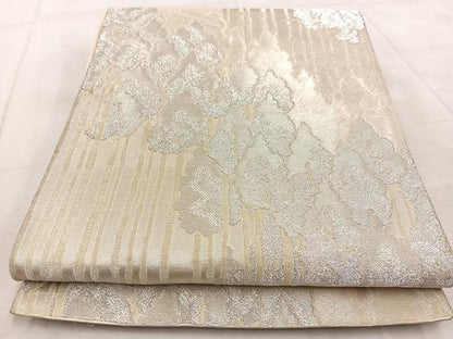 平和屋着物◎六通柄袋帯　樹林文　銀糸　正絹　逸品　BAAV4830yc