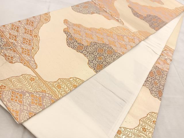 平和屋着物◎六通柄袋帯　道長花文　金糸　正絹　逸品　BAAV4851yc