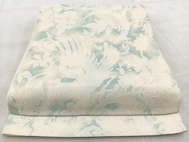平和屋着物◎六通柄袋帯　花鳥シルエット　正絹　逸品　BAAV4877yc
