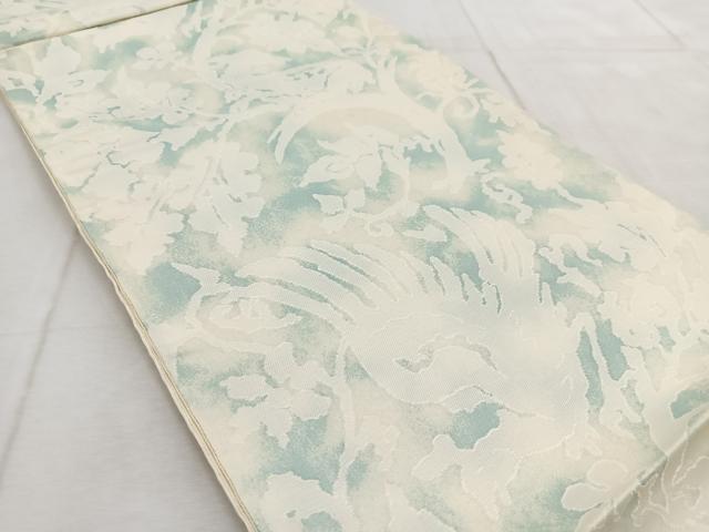 平和屋着物◎六通柄袋帯　花鳥シルエット　正絹　逸品　BAAV4877yc